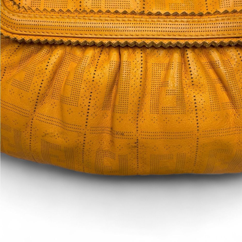FENDI Chef Small Orange Perforated FF Zucca Calfskin Shoulder Bag - Picture 8 of 16